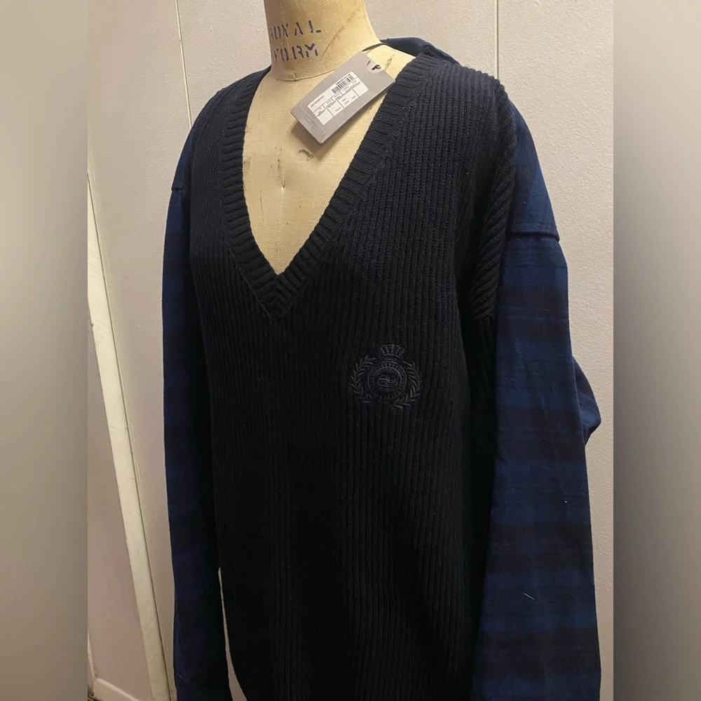 Balenciaga Navy Hybrid Sweater